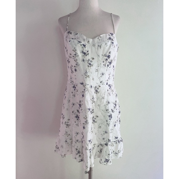 EUC Reformation Mariana Madeline Floral Flounce Bustier Linen Mini Dress 12 - Picture 2 of 11